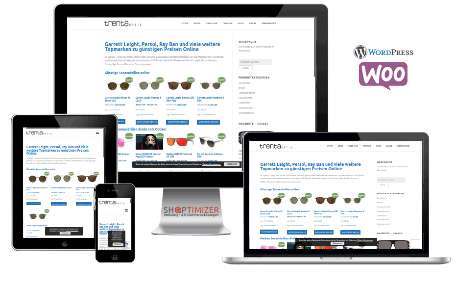 Trenta Optik - Website mit Onlineshop und Terminbuchung